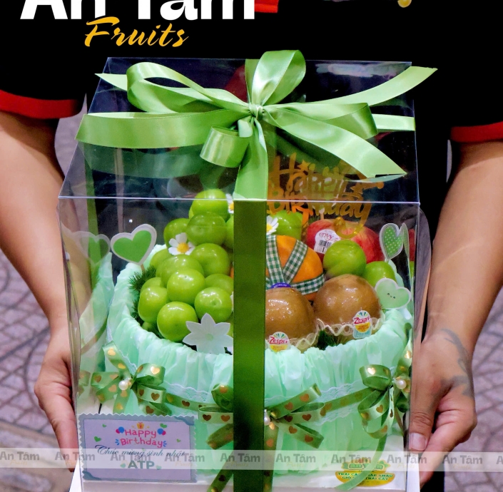 BÁNH KEM TRÁI CÂY HIỆN ĐẠI TONE XANH MINT SIÊU YÊU