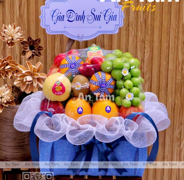 KHAY TRÁI CÂY ĐẶC TRÁI NẶNG TAY TONE XANH DƯƠNG 