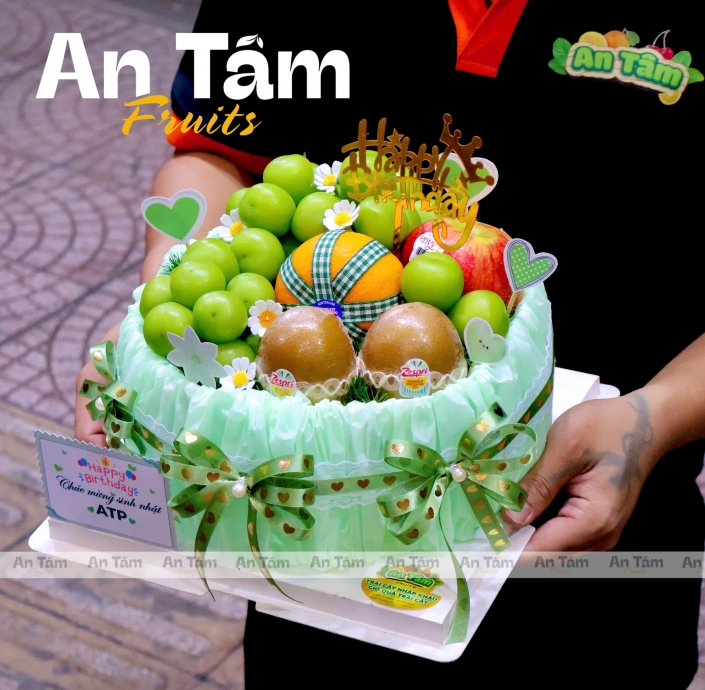 BÁNH KEM TRÁI CÂY HIỆN ĐẠI TONE XANH MINT SIÊU YÊU