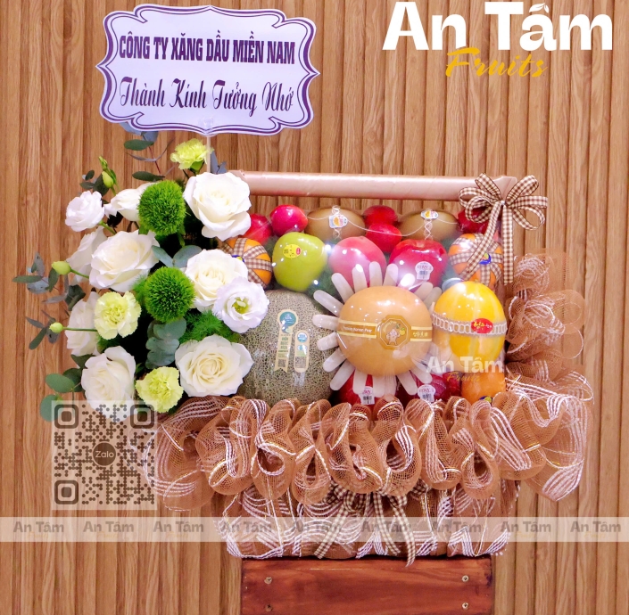 GIỎ TRÁI CÂY FULL TRÁI 2 MẶT VÀ KHÔNG NHO KÍNH GIỖ