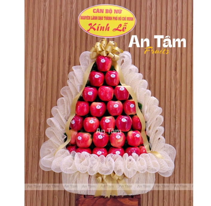 GIỎ TRÁI CÂY FULL 2 LOẠI TÁO 2 MẶT KÍNH LỄ 