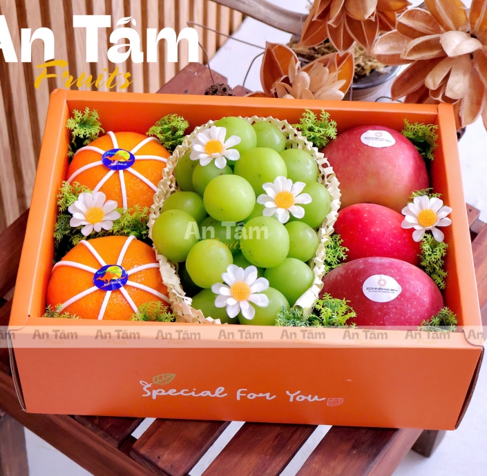 HỘP QUÀ TRÁI CÂY TONE CAM MIX TRÁI 20 THÁNG 10