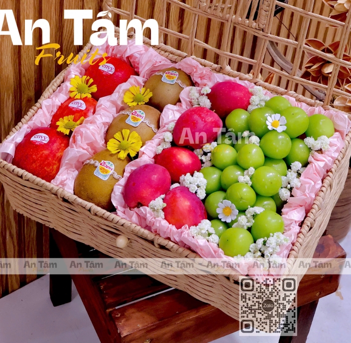 KHAY MÂY VINTAGE NẮP ĐẬY MIX 4 LOẠI TRÁI