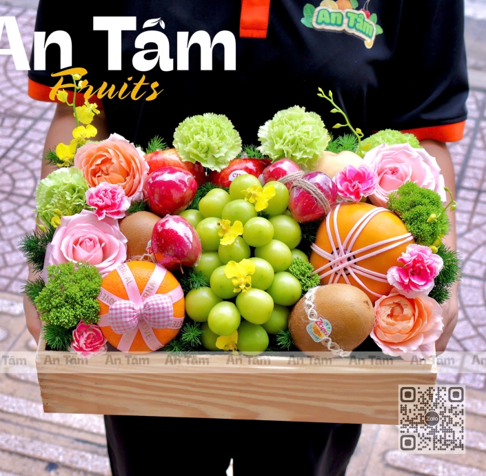 HỘP TRÁI CÂY MIX HOA CAO CẤP 