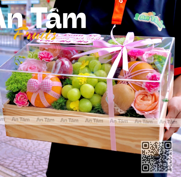 HỘP TRÁI CÂY MIX HOA CAO CẤP 