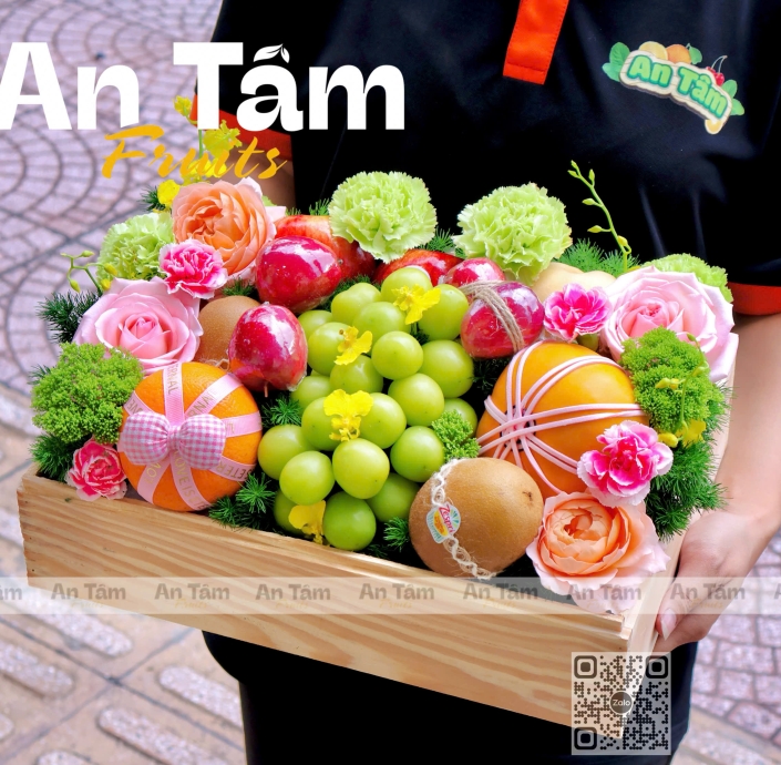 HỘP TRÁI CÂY MIX HOA CAO CẤP 