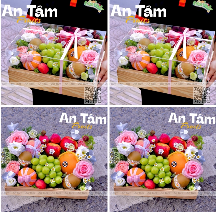 HỘP TRÁI CÂY MIX HOA CAO CẤP 